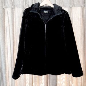 32 Degrees Black Zip Up Teddy Jacket Size Medium